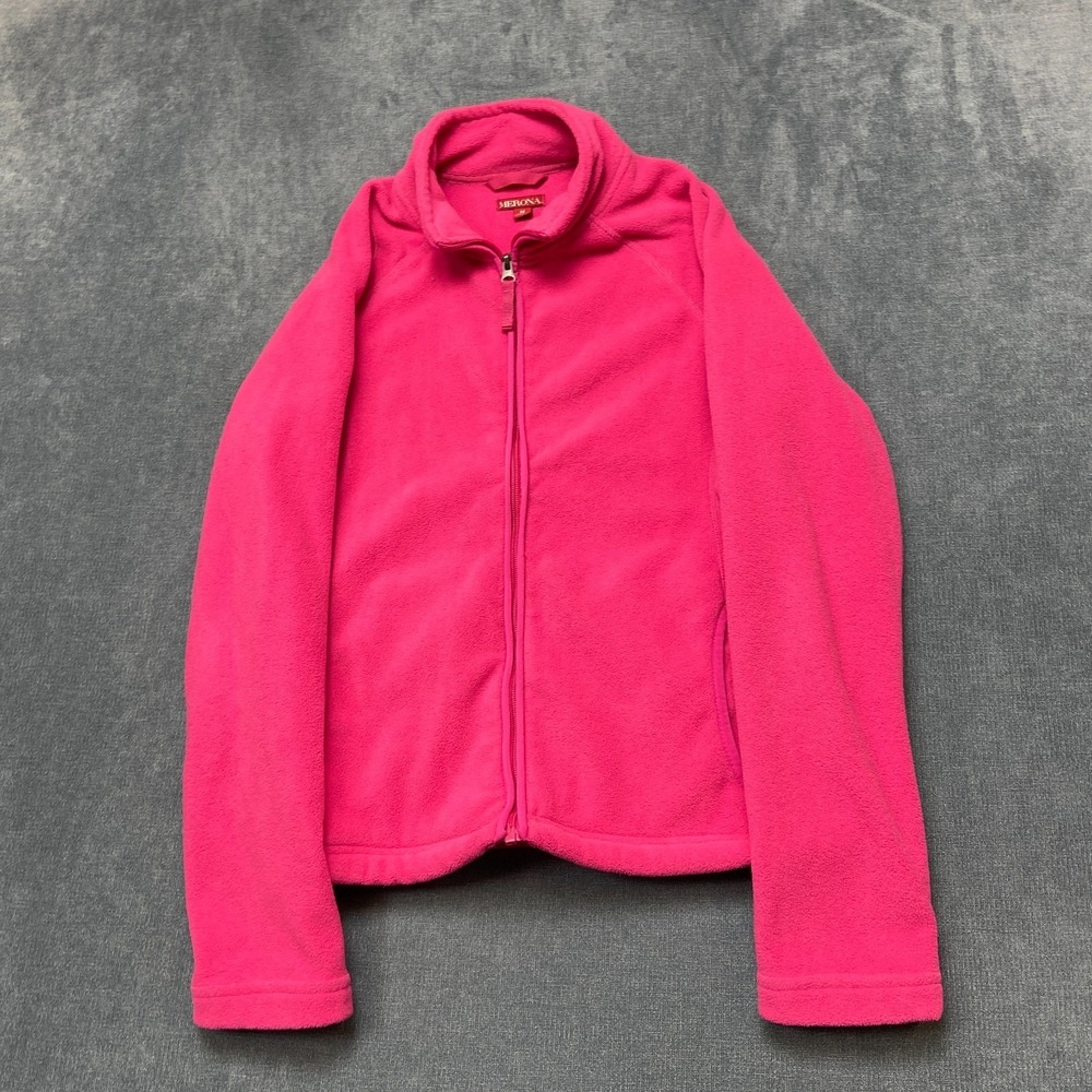 Merona Fleece Jacket Womens Medium Pink Casual Hiking Outdoor Lightweight Zip Up